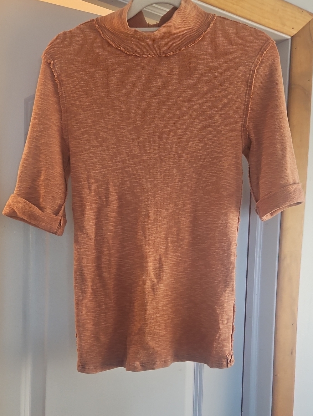 We The Free Short-Sleeve Mock Neck Tee in Rust
